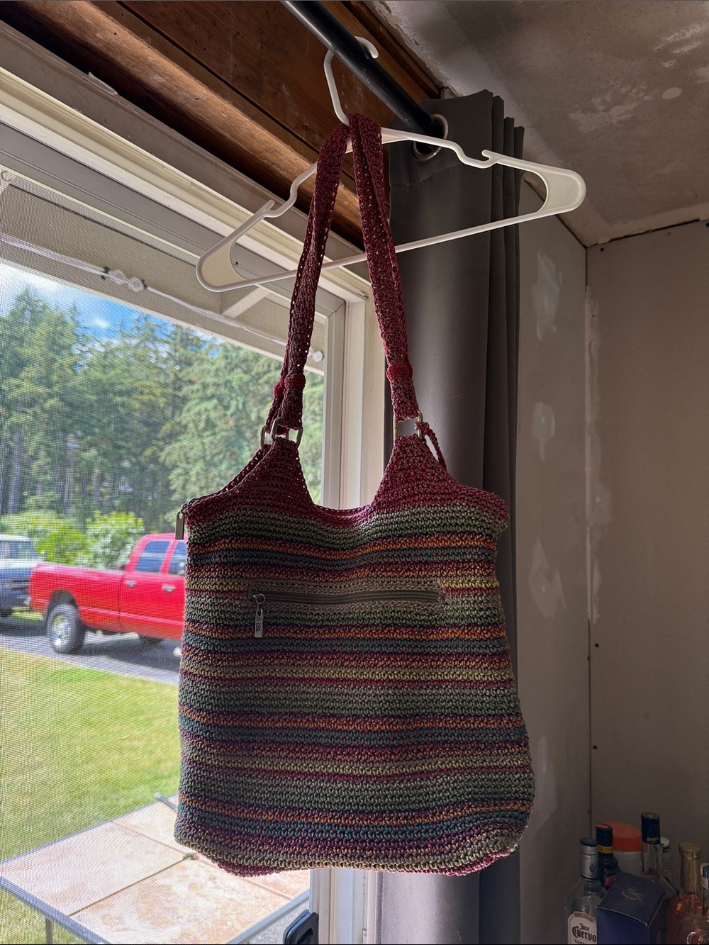 The Sak Multistripe Crochet Tote with Wine Straps